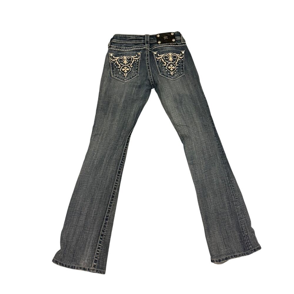 Miss Me Women's Blue Bootcut Jeans Mid Rise Denim Cotton Stretch  Dark Wash 25